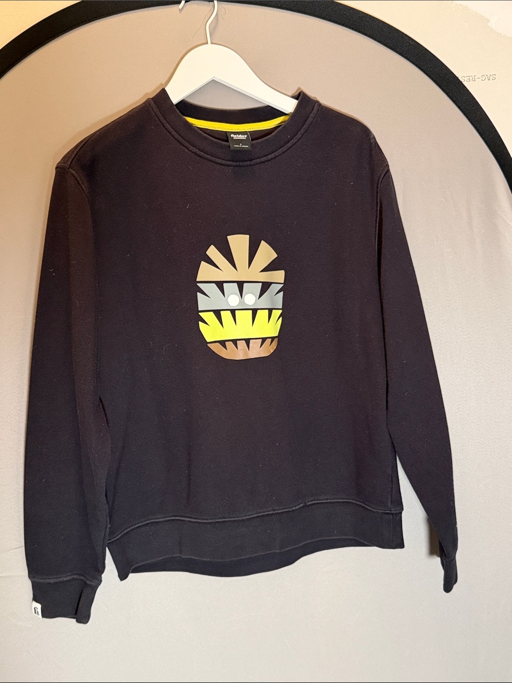 Men's Black Graphic Crewneck Sweatshirt - Yellow Accent